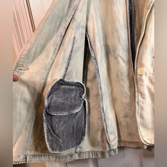 LRL Black label Cream Denim Patchwork Beaded Lace Women's Jacket - Picture 7 of 16